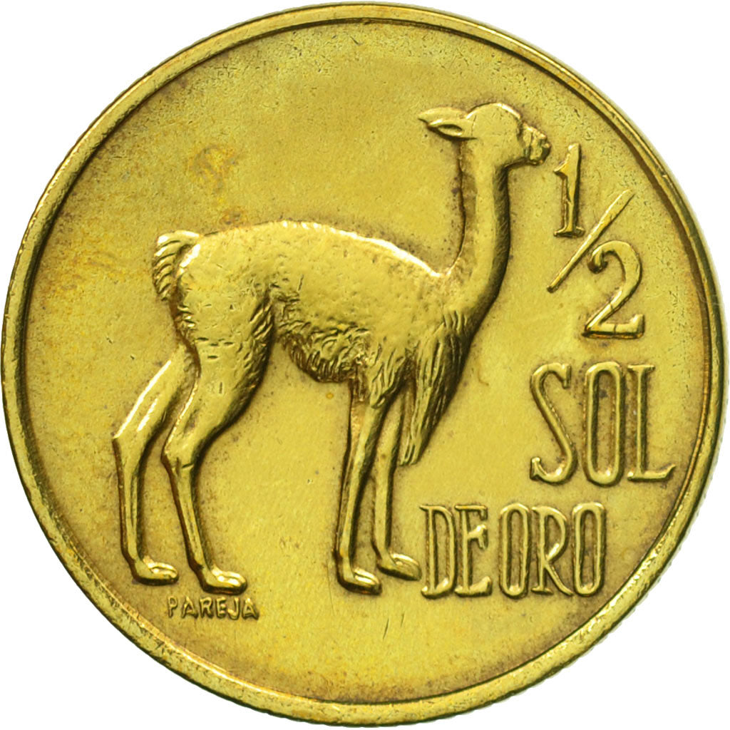 Coin, Peru, 1/2 Sol, 1974, Lima, AU(55-58), Brass, KM:260