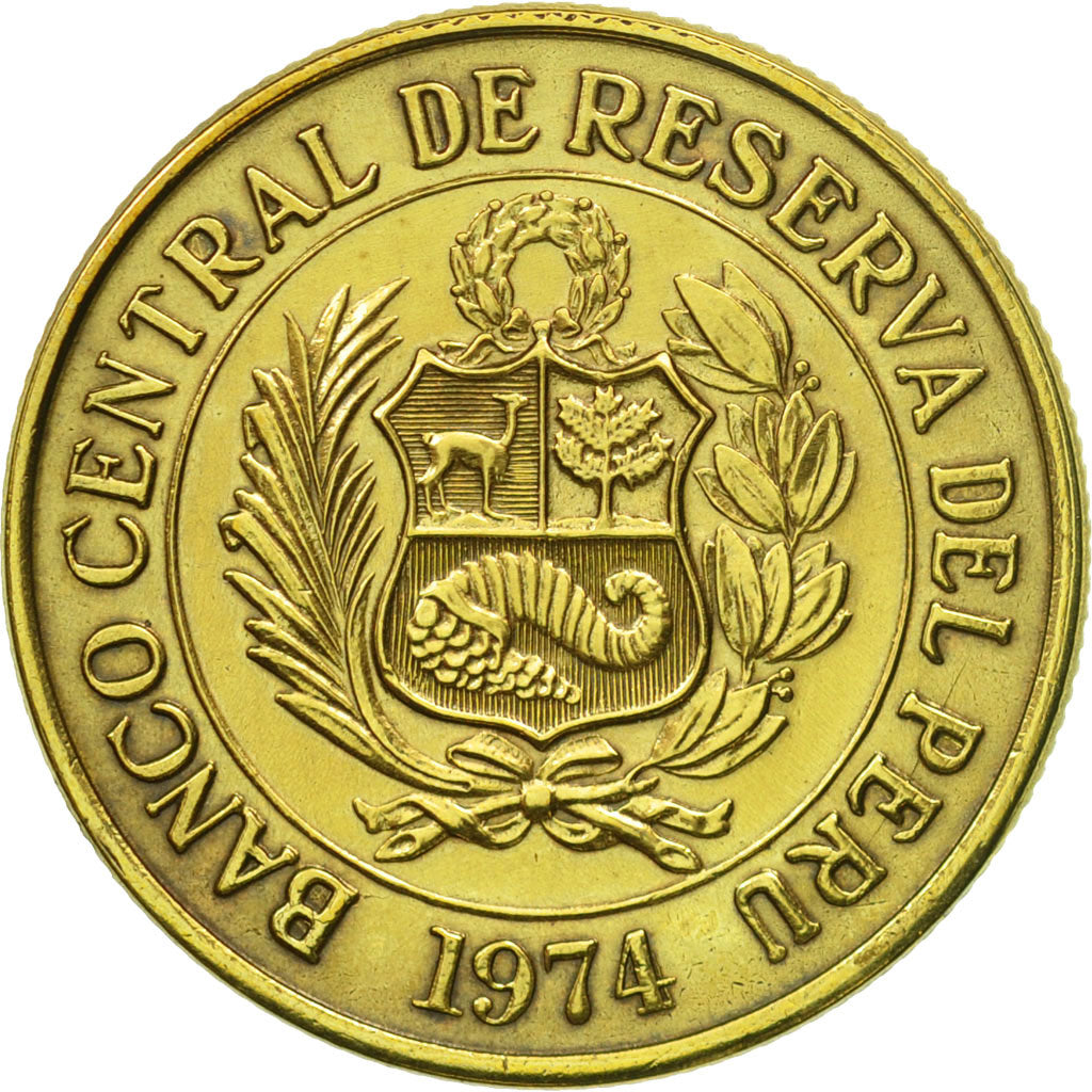 Coin, Peru, Sol, 1974, Lima, AU(55-58), Brass, KM:248