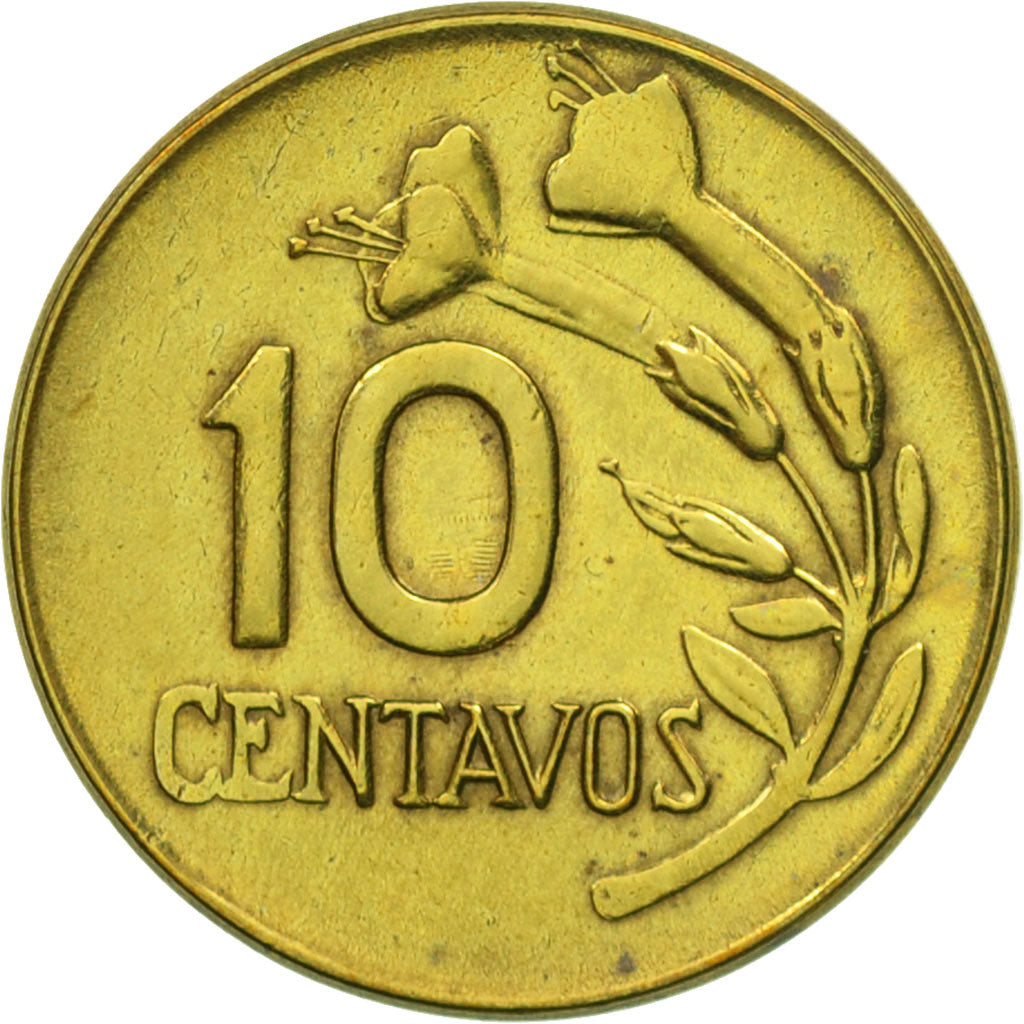 Coin, Peru, 10 Centavos, 1973, Lima, EF(40-45), Brass, KM:245.3