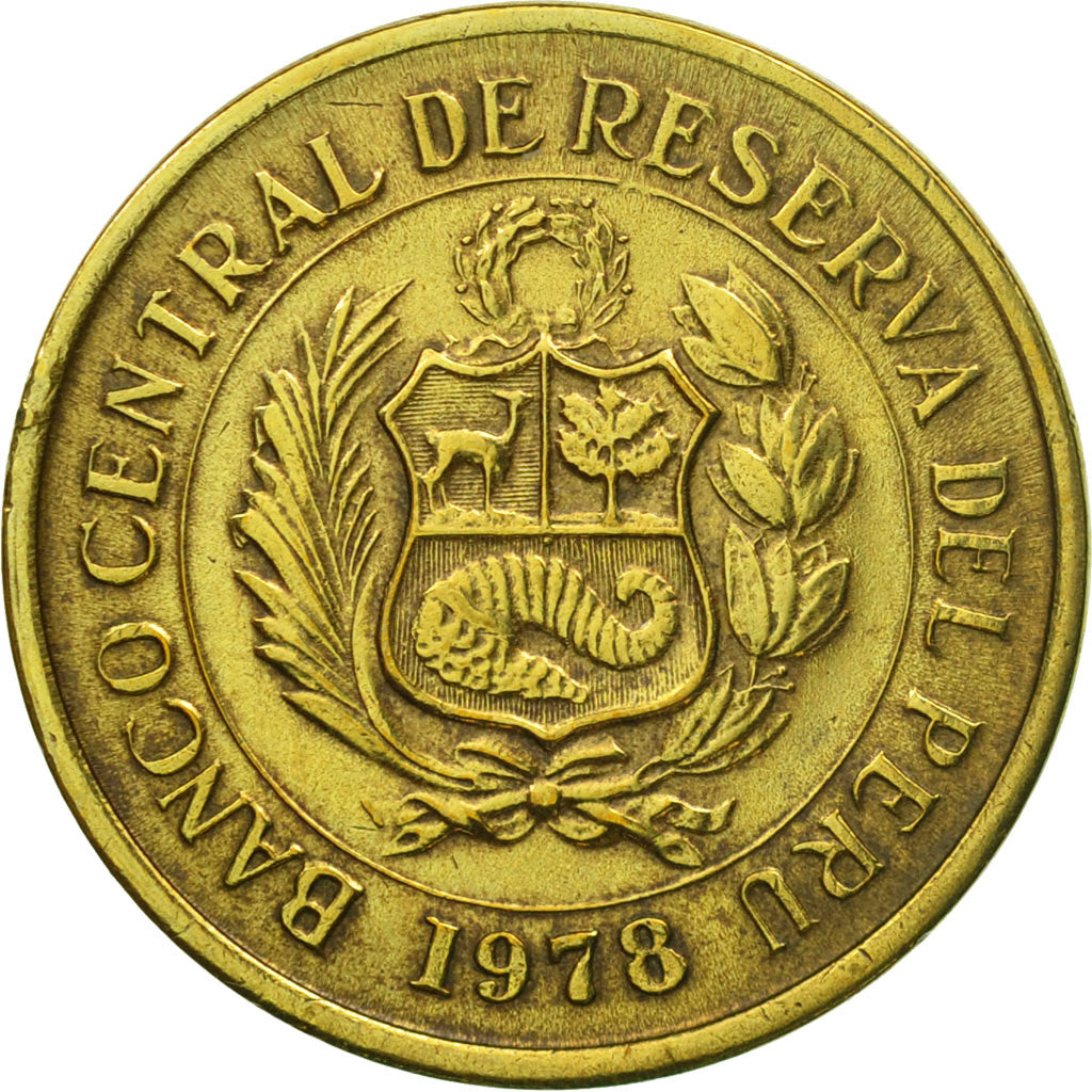 Coin, Peru, 5 Soles, 1978, Lima, AU(50-53), Brass, KM:271