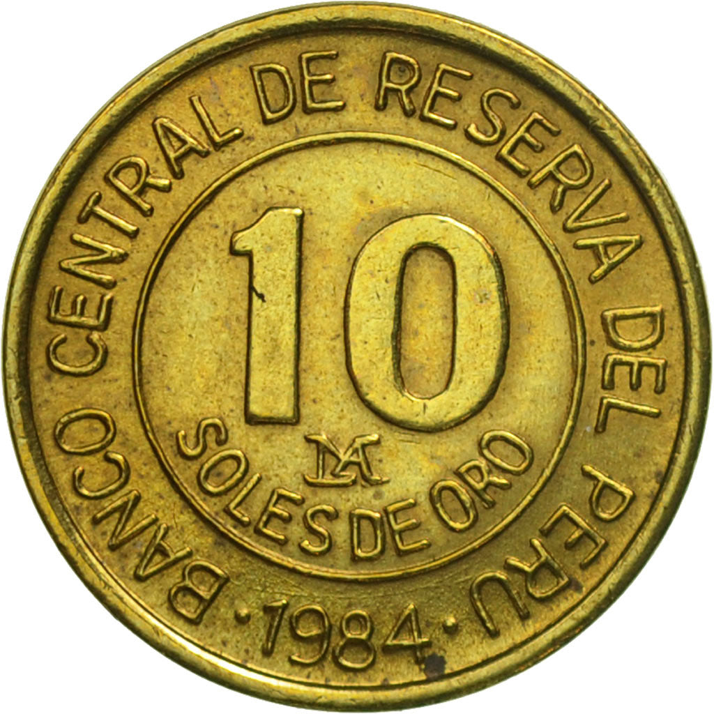 Coin, Peru, 10 Soles, 1984, Lima, AU(50-53), Brass, KM:287