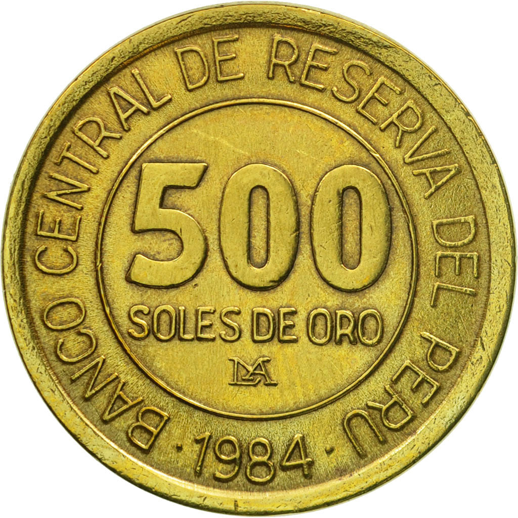 Moneda, Perú, 500 Soles, 1984, Lima, EBC, Latón, KM:289