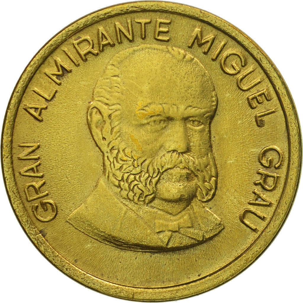 Moneta, Peru, 20 Centimos, 1986, Lima, AU(55-58), Mosiądz, KM:294