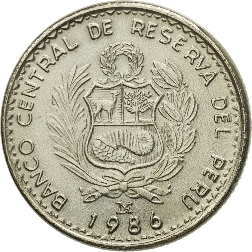 Moneta, Peru, Inti, 1986, Lima, MS(63), Miedź-Nikiel, KM:296
