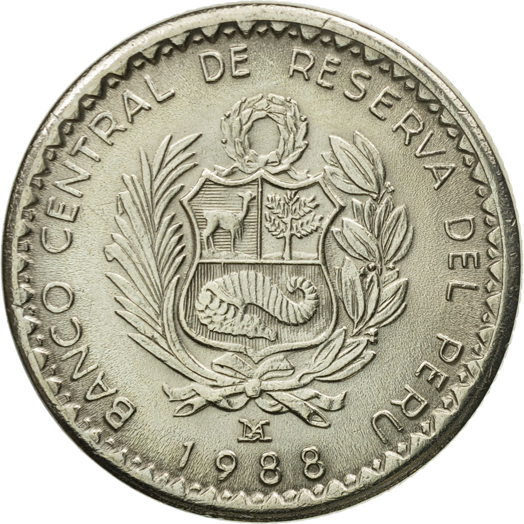 Moneda, Perú, 5 Intis, 1988, Lima, SC, Cobre - níquel, KM:300