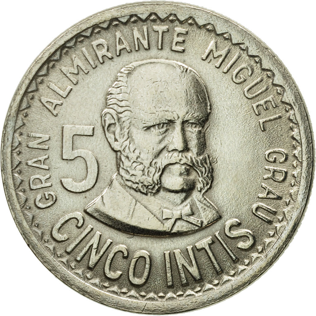 Moneda, Perú, 5 Intis, 1988, Lima, SC, Cobre - níquel, KM:300