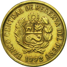 Moneta, Perù, Centimo, 1992, Lima, BB+, Ottone, KM:303.1