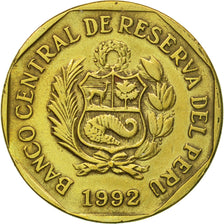Münze, Peru, 20 Centimos, 1992, Lima, SS, Messing, KM:306.1