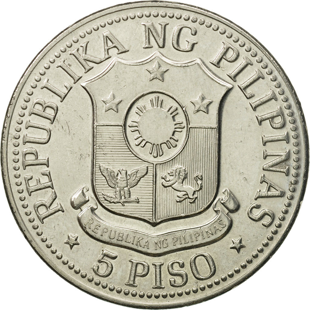 Coin, Philippines, 5 Piso, 1975, MS(63), Nickel, KM:210.1