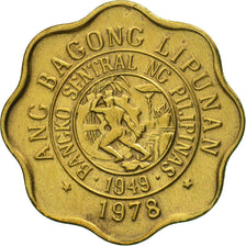 Coin, Philippines, 5 Sentimos, 1978, AU(55-58), Brass, KM:206