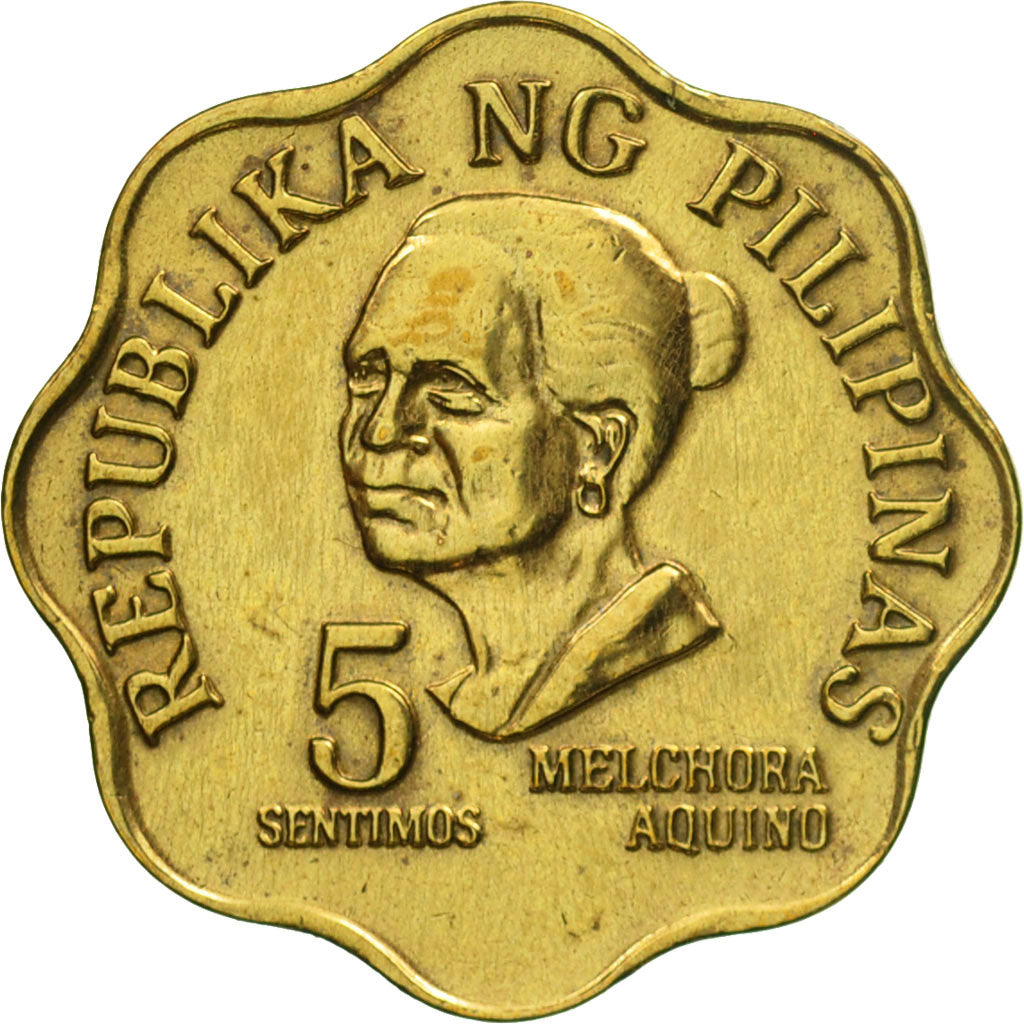 Coin, Philippines, 5 Sentimos, 1978, AU(55-58), Brass, KM:206
