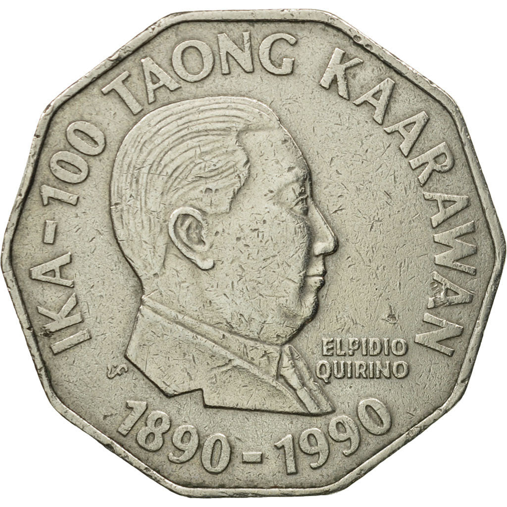 Coin, Philippines, 2 Piso, 1990, EF(40-45), Copper-nickel, KM:244