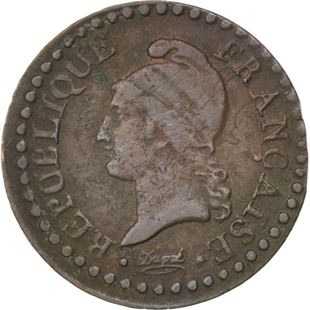 France, Directoire, 1 Centime Dupré, L'An 7 A (Paris), 53 / 50, KM 646