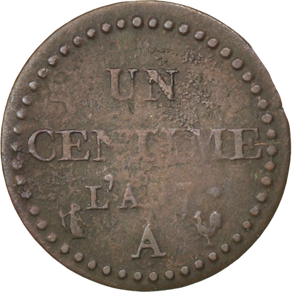 France, Directoire, 1 Centime Dupré, L'An 7 A (Paris), 53 / 50, KM 646