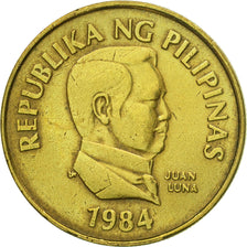 Coin, Philippines, 25 Sentimos, 1984, AU(55-58), Brass, KM:241.1