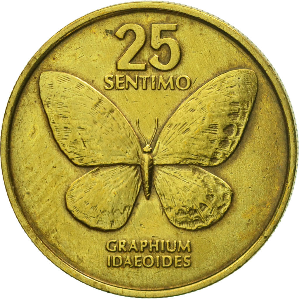 Coin, Philippines, 25 Sentimos, 1984, AU(55-58), Brass, KM:241.1