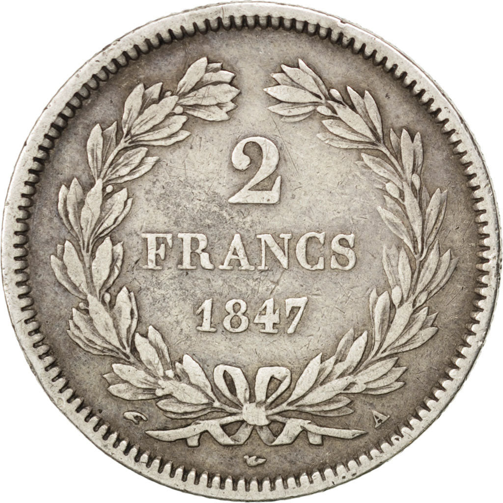 Francia, Louis-Philippe, 2 Francs, 1847, Paris, MB+, Argento, KM:743.1, Gadou...
