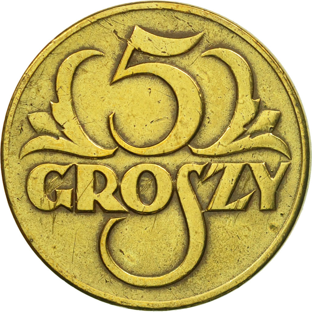 Coin, Poland, 5 Groszy, 1923, Warsaw, EF(40-45), Brass, KM:10