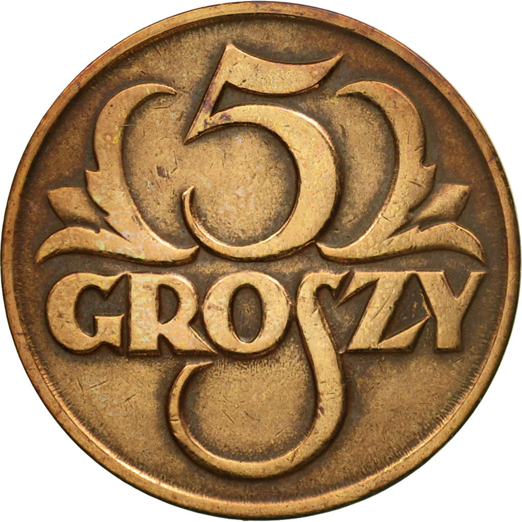 Coin, Poland, 5 Groszy, 1925, Warsaw, EF(40-45), Bronze, KM:10a