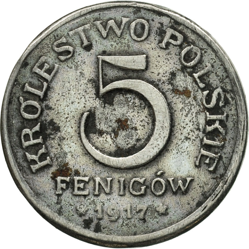 Coin, Poland, 5 Fenigow, 1917, Stuttgart, Germany, EF(40-45), Iron, KM:5