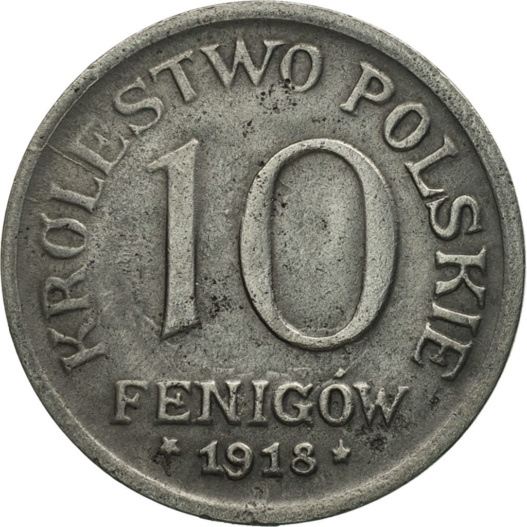 Coin, Poland, 10 Fenigow, 1918, Stuttgart, Germany, AU(50-53), Iron, KM:6