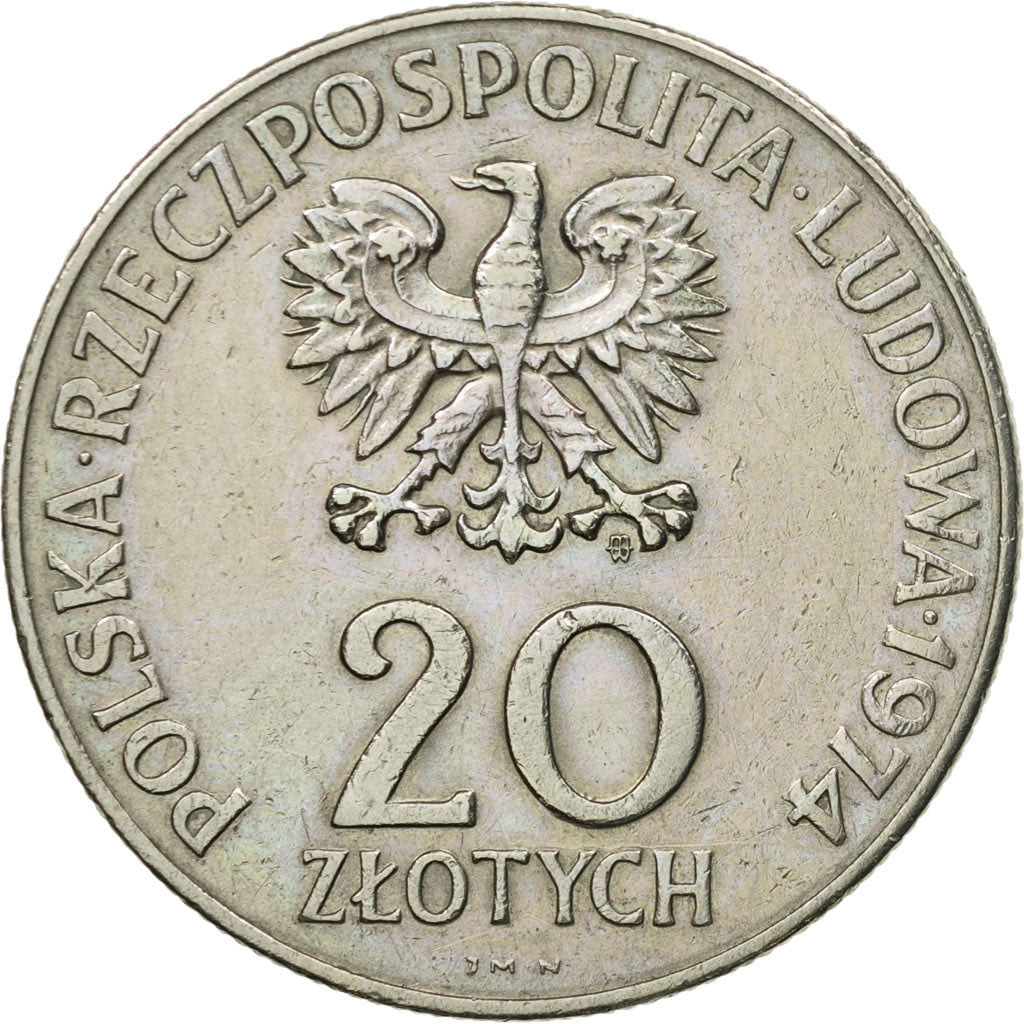 Moneda, Polonia, 20 Zlotych, 1974, Warsaw, EBC, Cobre - níquel, KM:70
