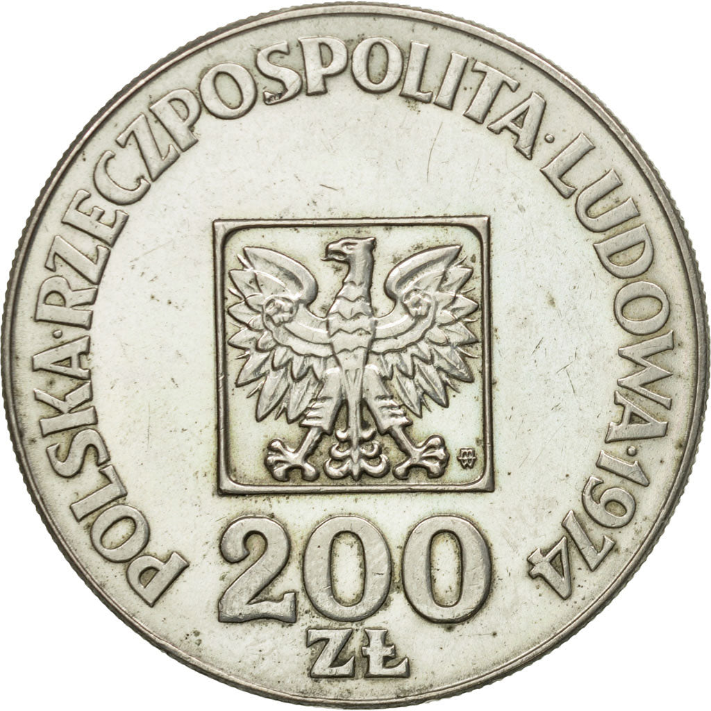 Coin, Poland, 200 Zlotych, 1974, Warsaw, MS(63), Silver, KM:72