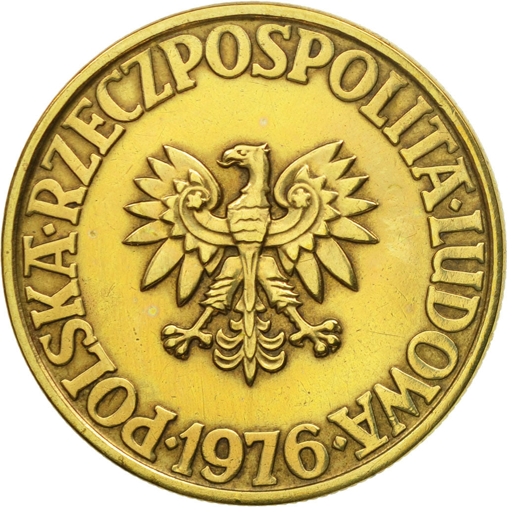 Coin, Poland, 5 Zlotych, 1976, Warsaw, AU(55-58), Brass, KM:81.1