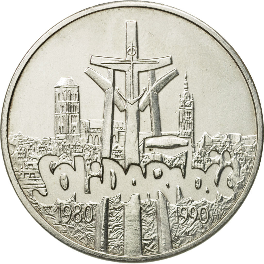 Coin, Poland, 100000 Zlotych, 1990, Warsaw, MS(63), Silver, KM:196.1