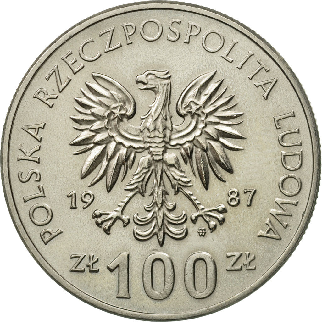 Coin, Poland, 100 Zlotych, 1987, Warsaw, MS(60-62), Copper-nickel, KM:167