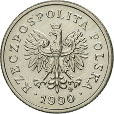 Coin, Poland, 20 Groszy, 1990, Warsaw, MS(60-62), Copper-nickel, KM:280