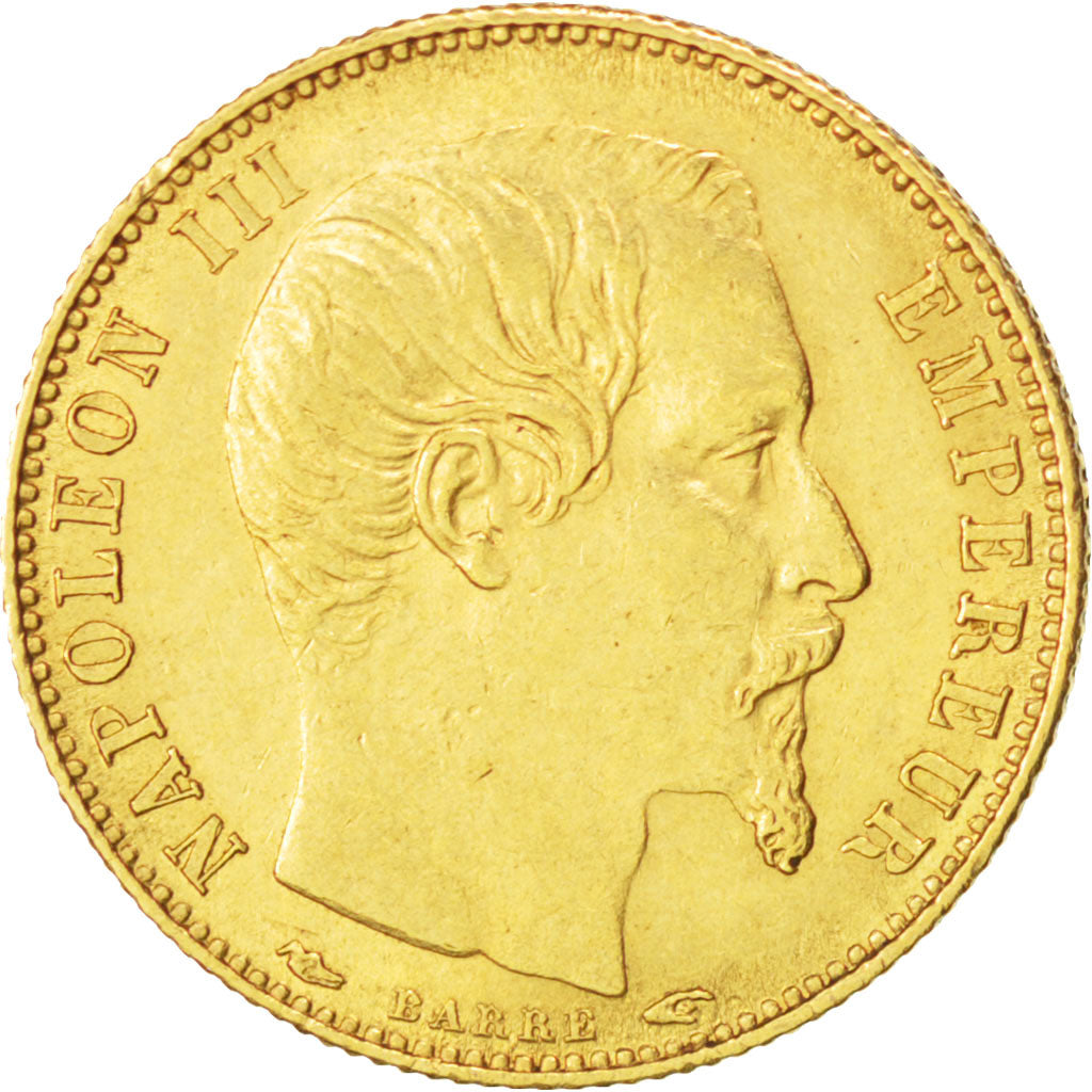 FRANCE, Napoléon III, 5 Francs, 1855, Paris, KM #783, MS(60-62), Gold, 14.4, G..
