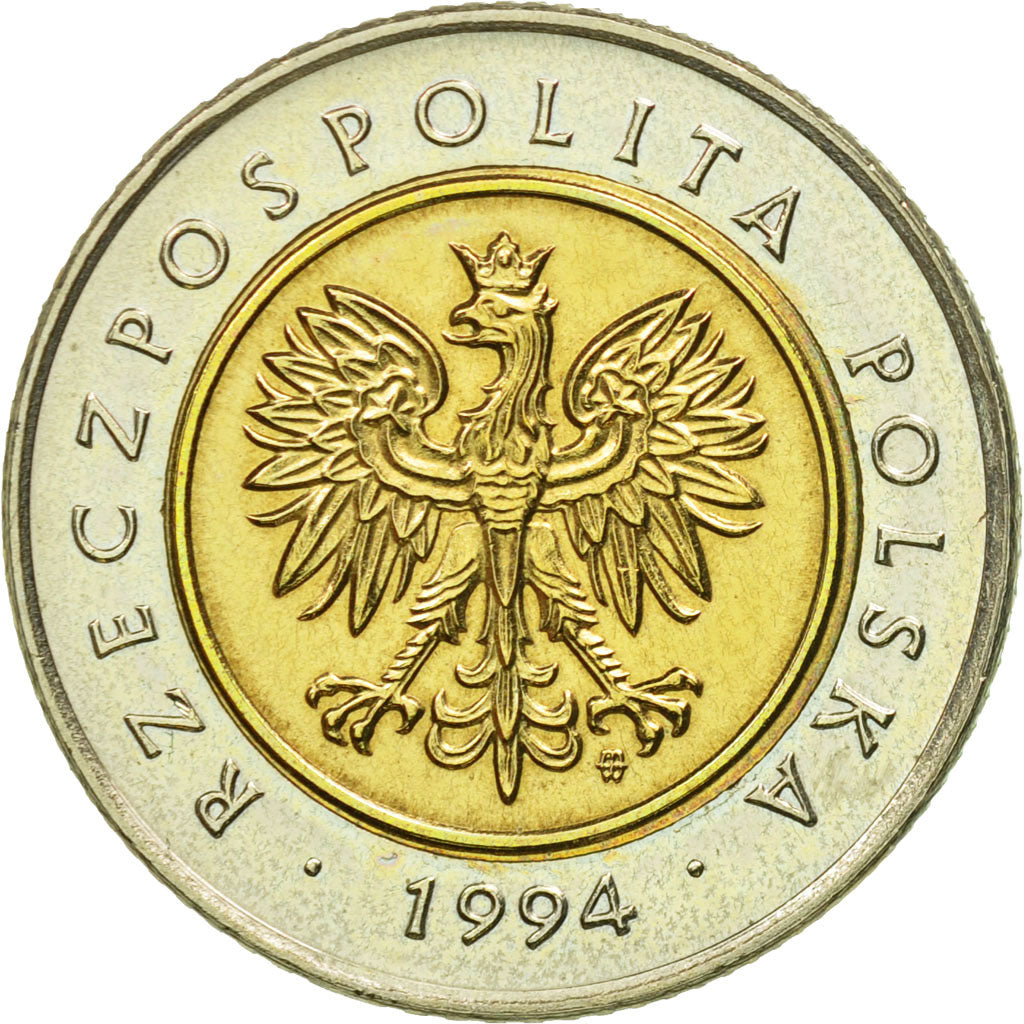 Monnaie, Pologne, 5 Zlotych, 1994, Warsaw, SUP, Bi-Metallic, KM:284