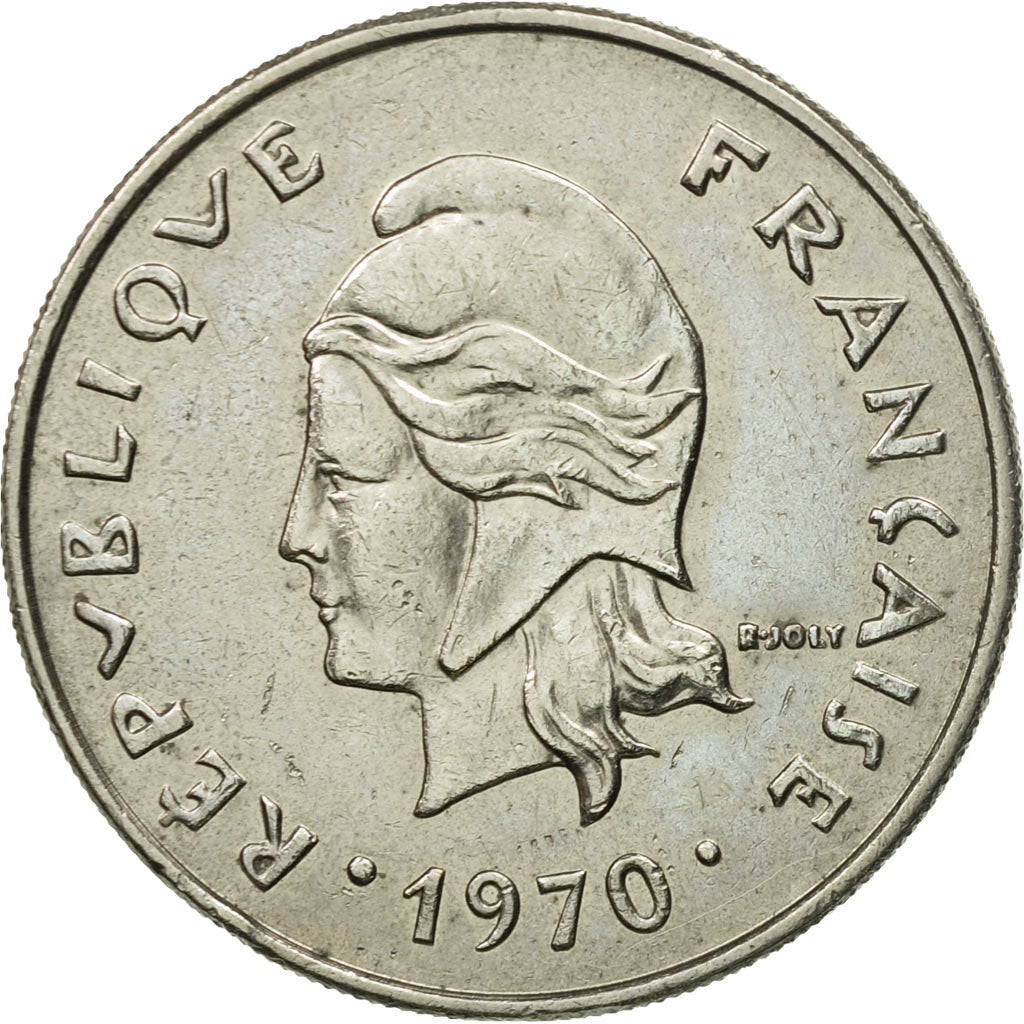 Coin, French Polynesia, 20 Francs, 1970, Paris, AU(55-58), Nickel, KM:6
