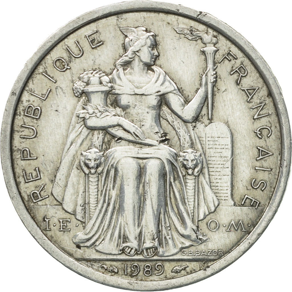 Coin, French Polynesia, 2 Francs, 1989, Paris, AU(50-53), Aluminum, KM:10