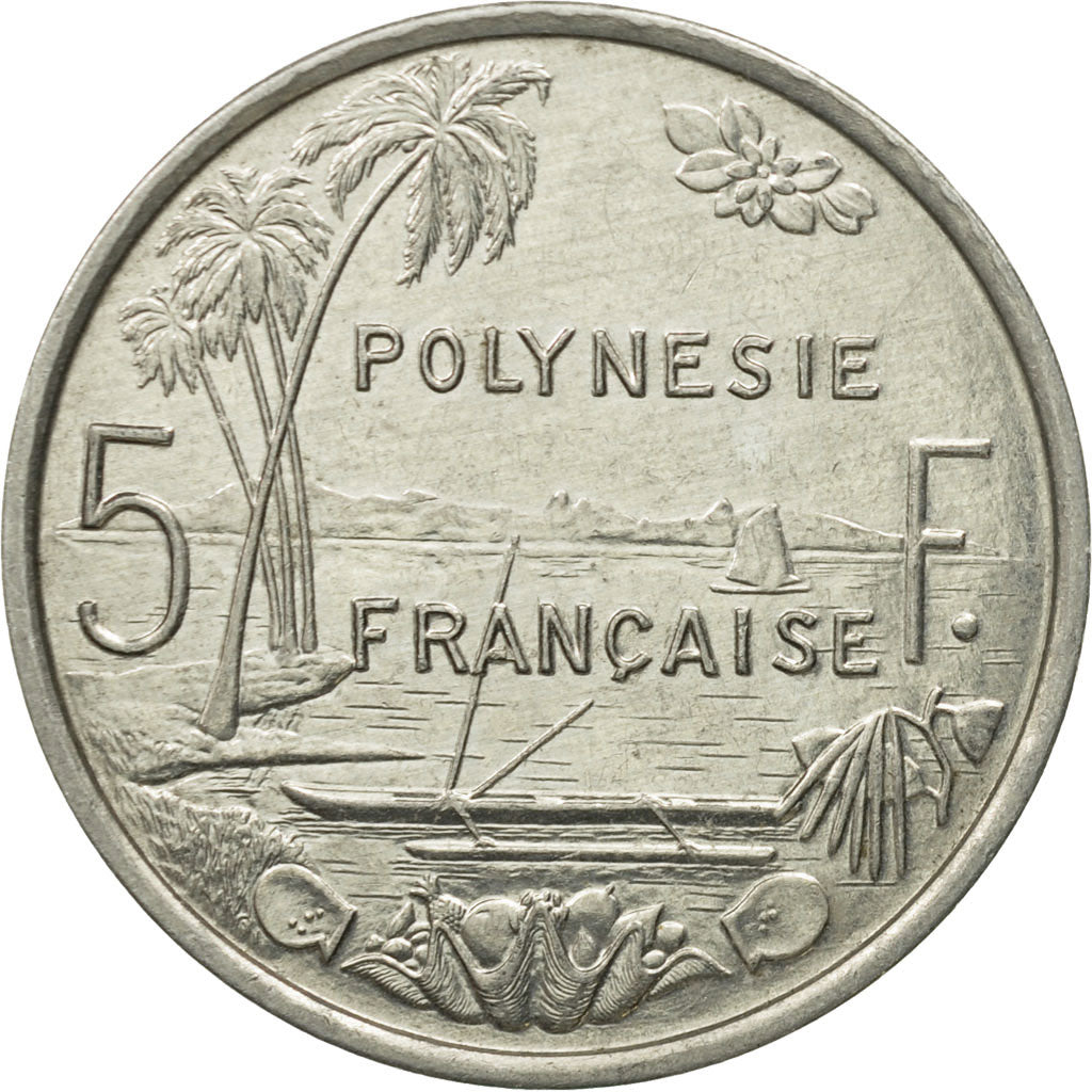 Coin, French Polynesia, 5 Francs, 1988, Paris, AU(55-58), Aluminum, KM:12