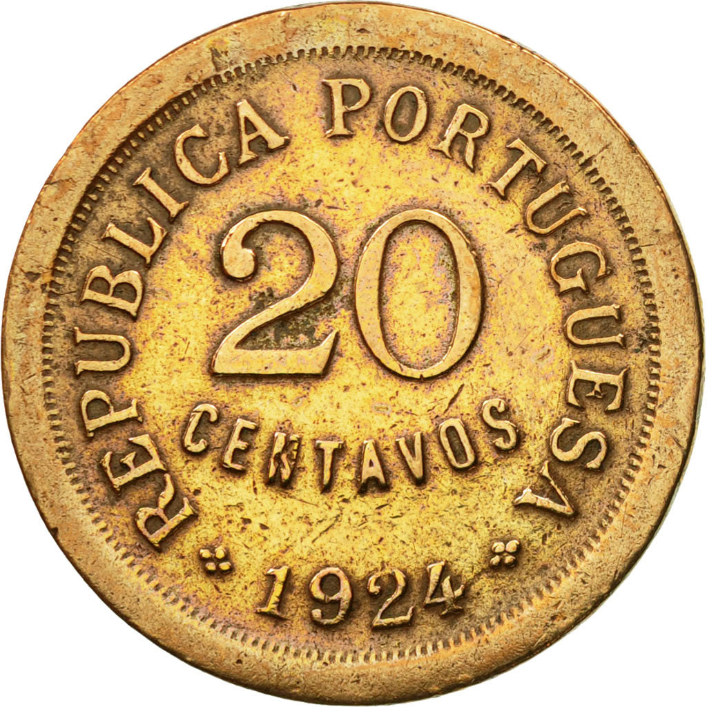 Coin, Portugal, 20 Centavos, 1924, VF(30-35), Bronze, KM:574
