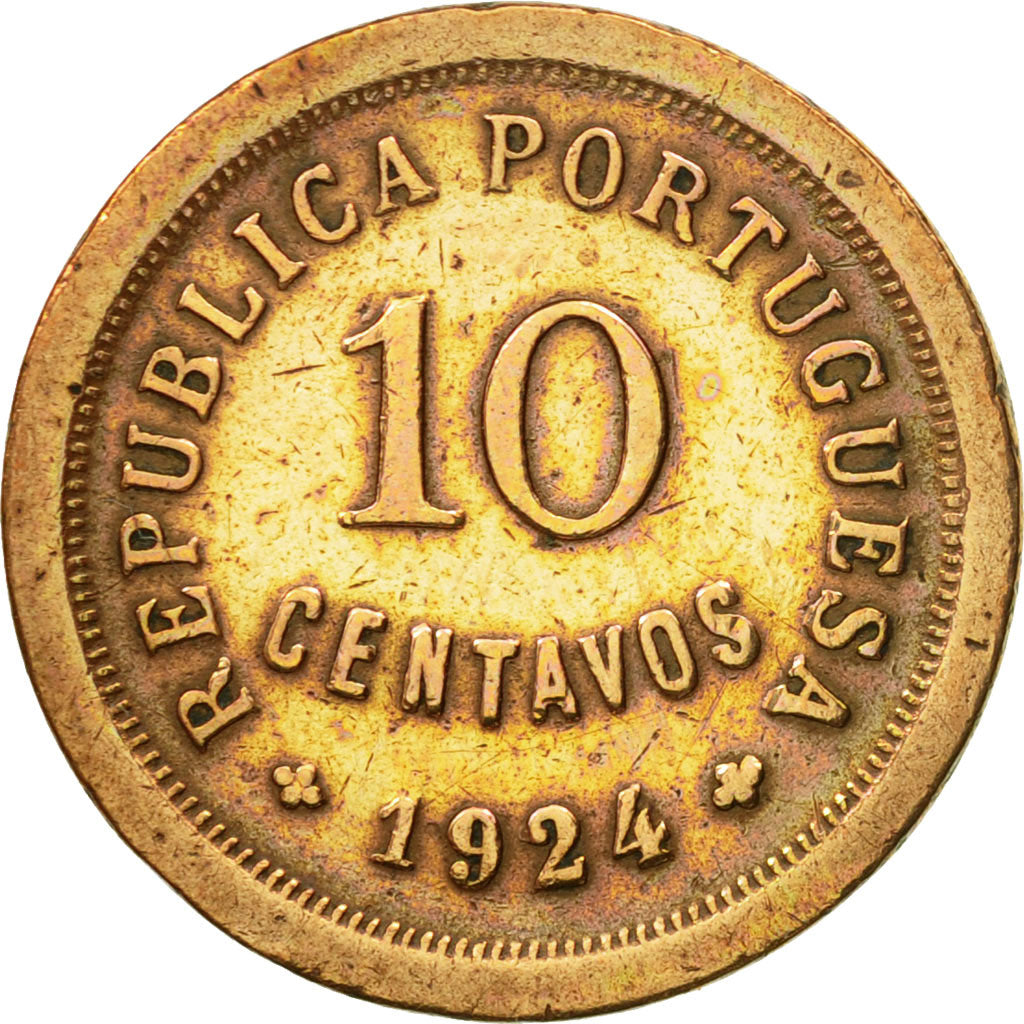 Coin, Portugal, 10 Centavos, 1924, VF(20-25), Bronze, KM:573