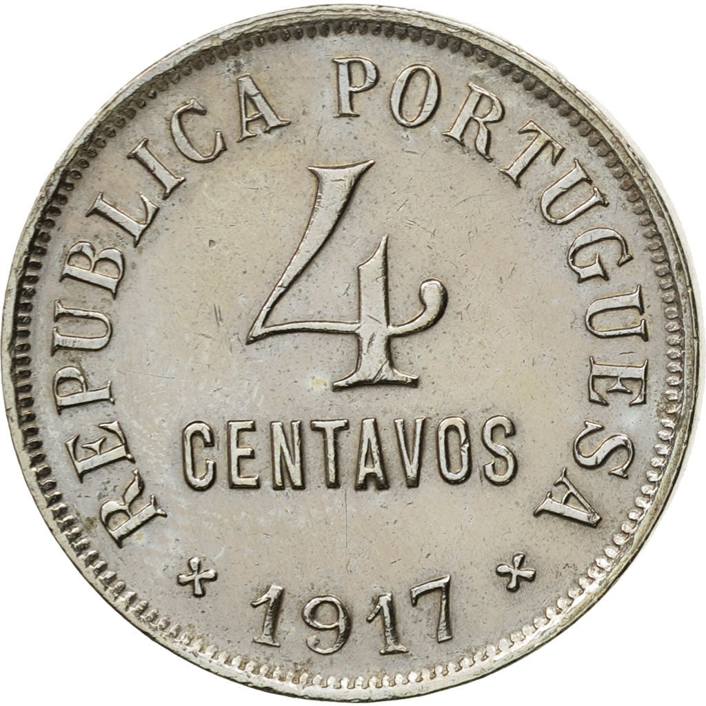 Coin, Portugal, 4 Centavos, 1917, EF(40-45), Copper-nickel, KM:566