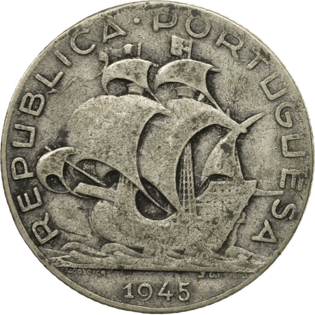 Coin, Portugal, 2-1/2 Escudos, 1945, VF(20-25), Silver, KM:580