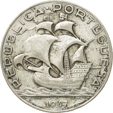 Coin, Portugal, 5 Escudos, 1947, EF(40-45), Silver, KM:581