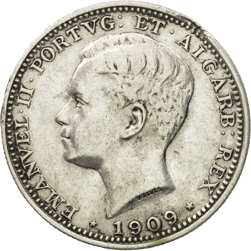 Coin, Portugal, Manuel II, 200 Reis, 1909, Paris, EF(40-45), Silver, KM:549