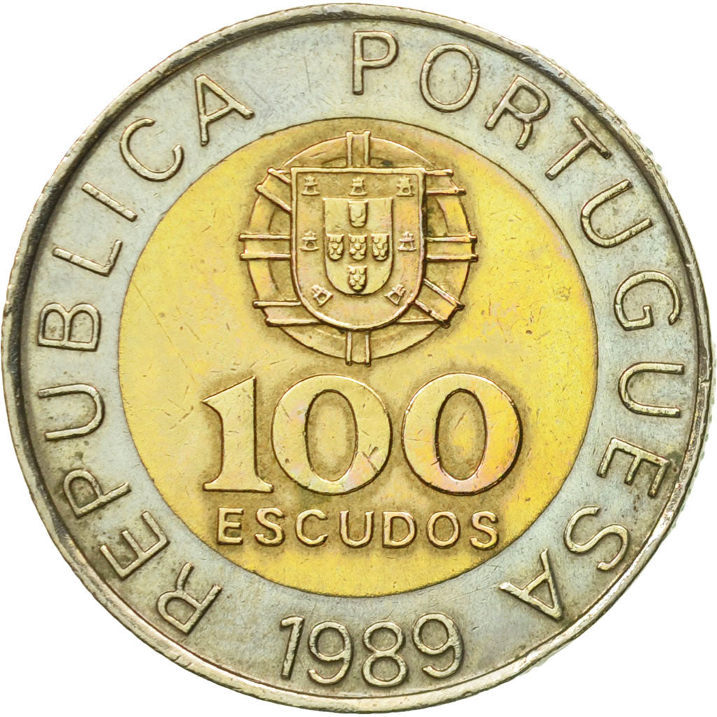 Moneda, Portugal, 100 Escudos, 1989, MBC+, Bimetálico, KM:645.2