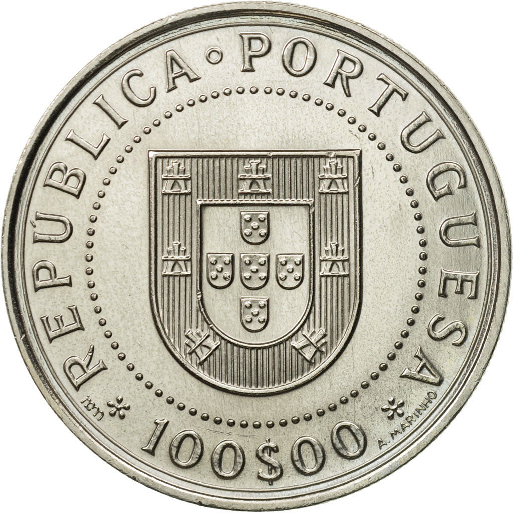 Coin, Portugal, 100 Escudos, 1990, MS(63), Copper-nickel, KM:651