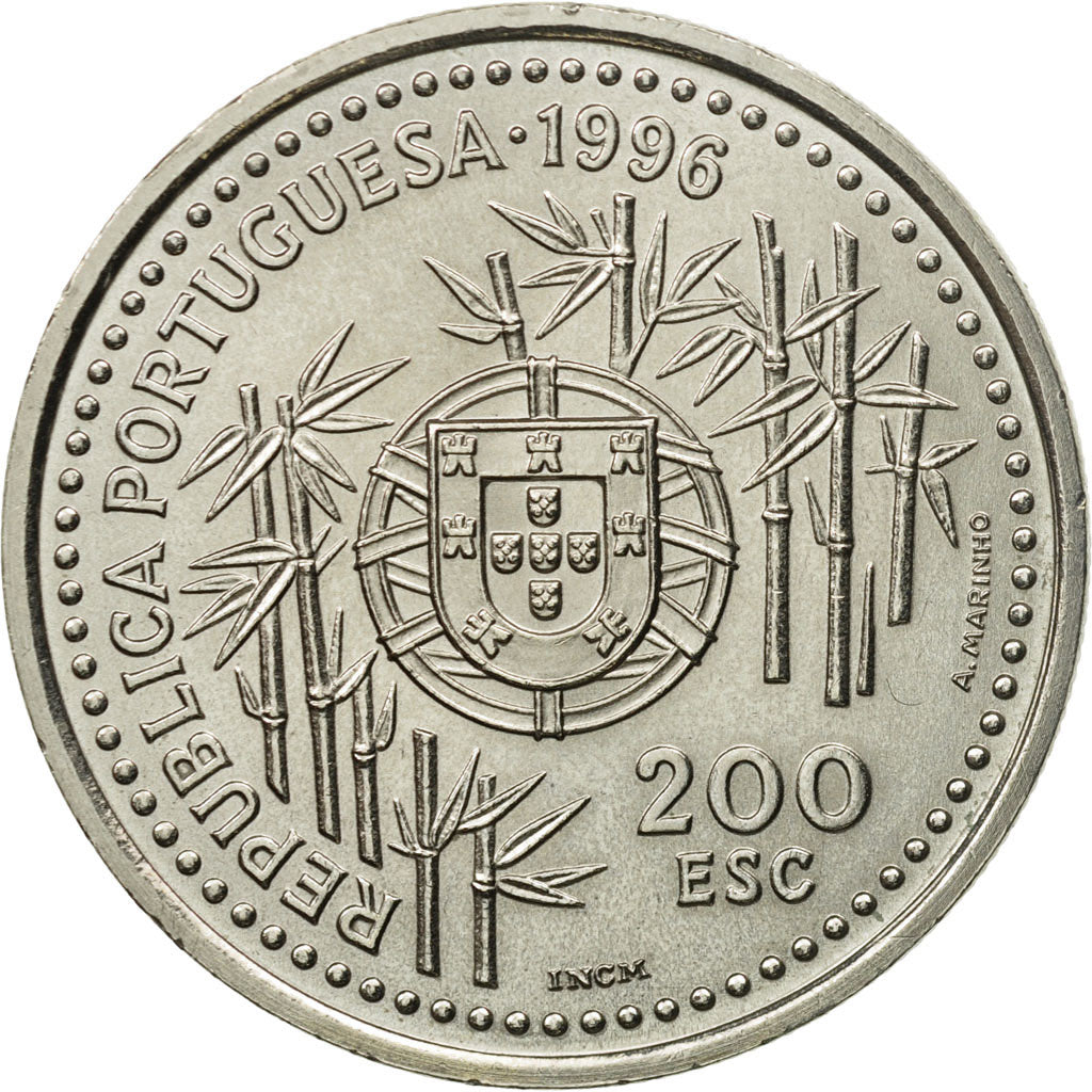 Coin, Portugal, 200 Escudos, 1996, MS(63), Copper-nickel, KM:690