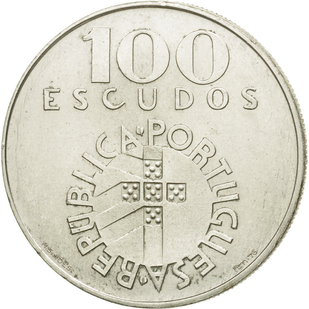 Coin, Portugal, 100 Escudos, 1976, Lisbon, MS(63), Silver, KM:603
