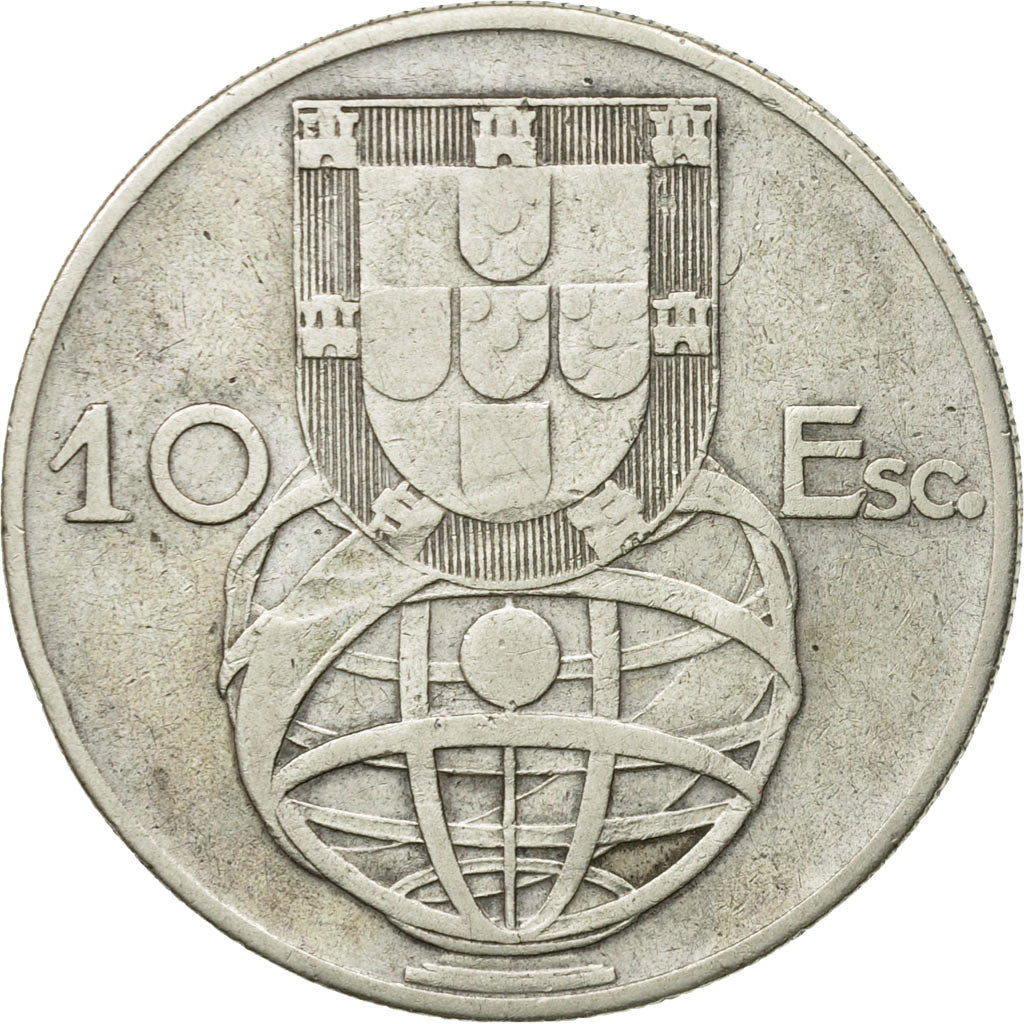 Coin, Portugal, 10 Escudos, 1954, VF(20-25), Silver, KM:586