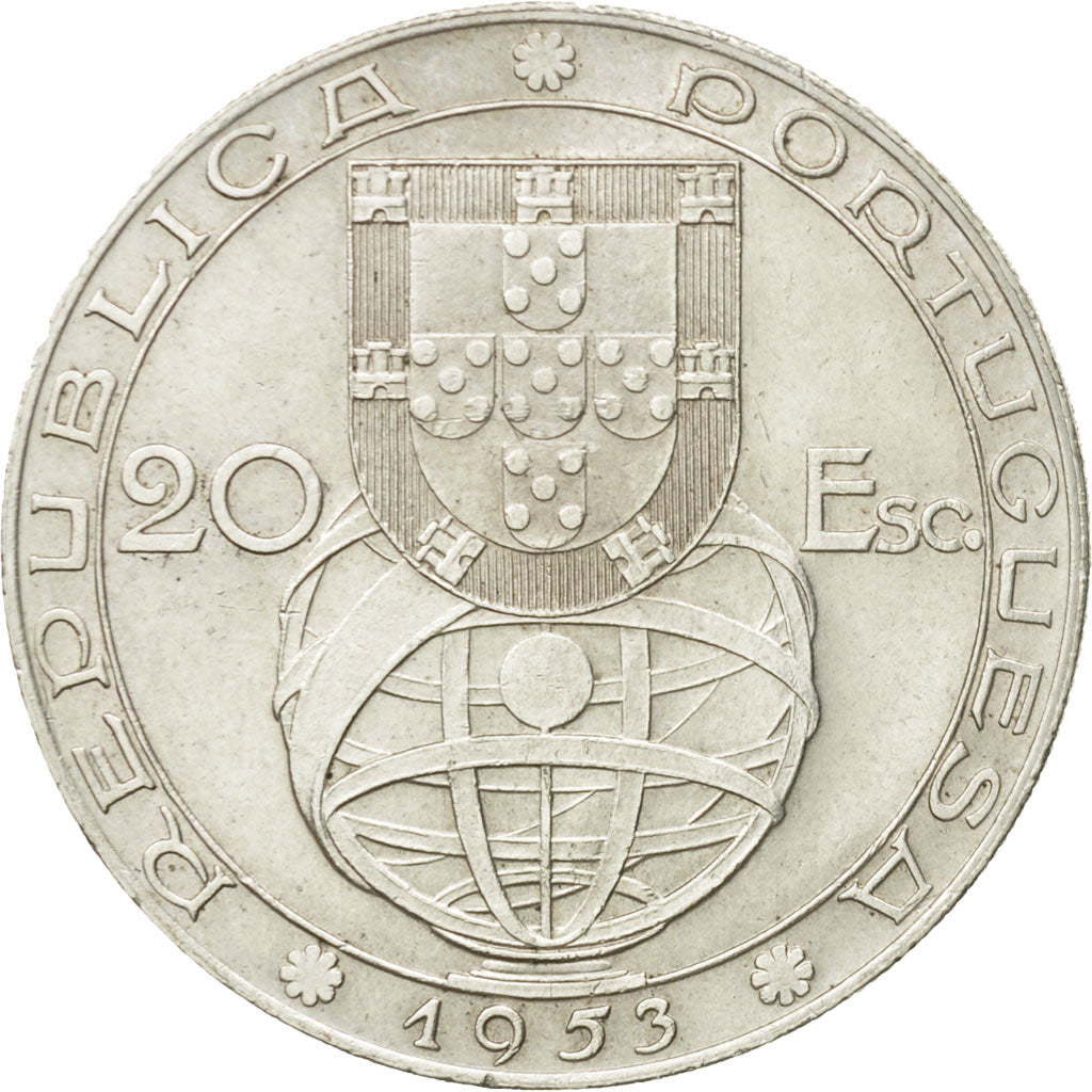 Coin, Portugal, 20 Escudos, 1953, AU(55-58), Silver, KM:585