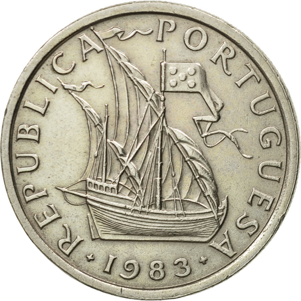 Coin, Portugal, 5 Escudos, 1983, MS(60-62), Copper-nickel, KM:591