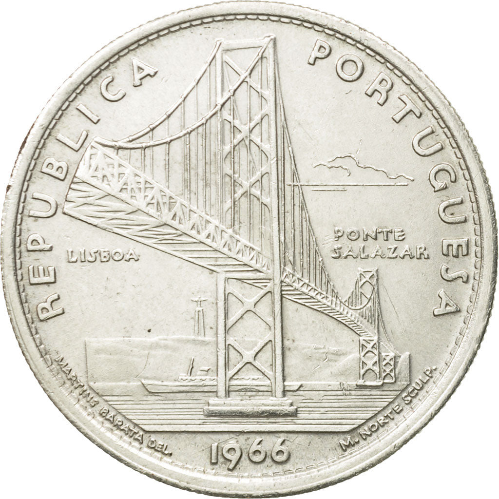 Moneta, Portugal, 20 Escudos, 1966, Lisbon, AU(55-58), Srebro, KM:592
